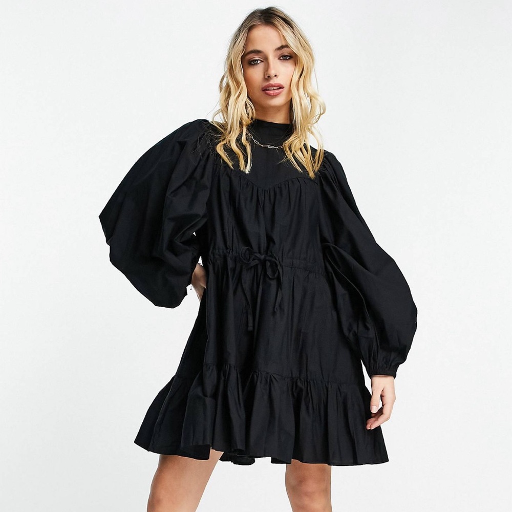 ASOS Design Cotton Poplin Black Dress